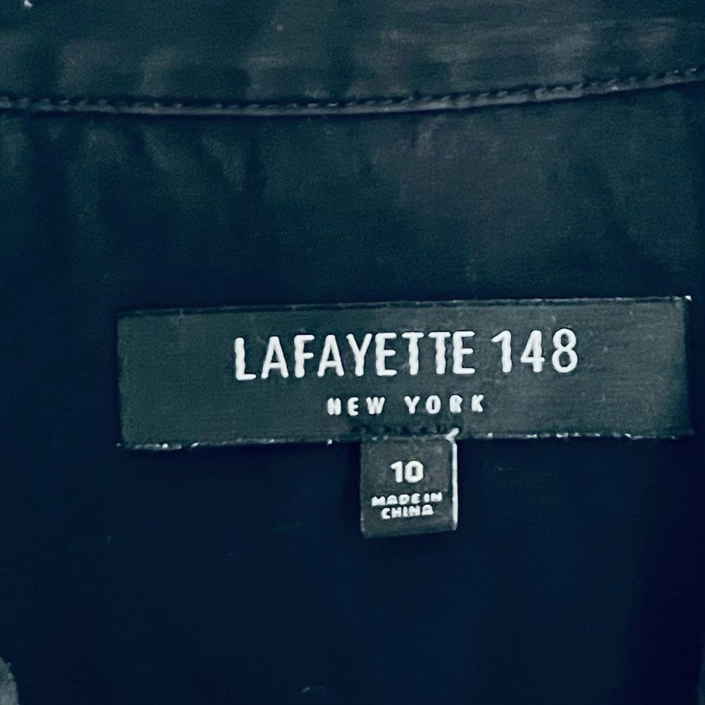 Lafayette 148 New York Black Button-Down Long Shirt Size 10 - Picture 4 of 10